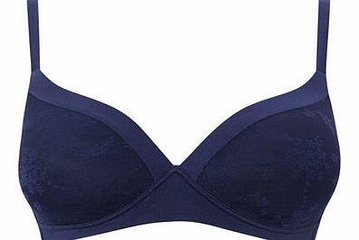 Bhs Womens Navy Softie Jacquard Non Wired Bra, navy