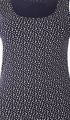 Bhs Womens Navy Spot Print Scoop Neck Vest, navy