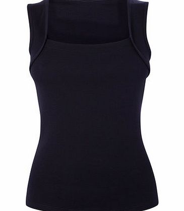Bhs Womens Navy Square Neck Vest, navy 2422560249