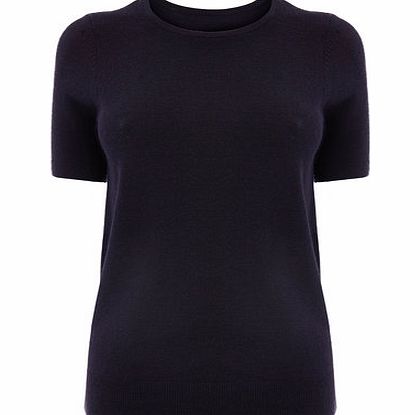 Bhs Womens Navy Supersoft Short Sleeve Crew Jumper,