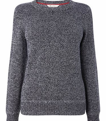 Bhs Womens Navy Twist Cotton Rich Crew Jumper, navy