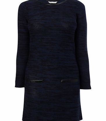 Bhs Womens Navy Twist Pu Trim Tunic, navy twist