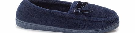 Bhs Womens Navy Velvet Bow Closed Back Slippers,