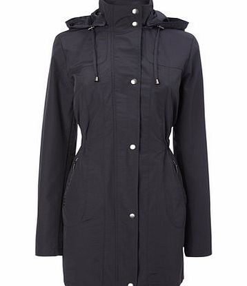 Bhs Womens Navy Zip Pocket Sheen Mac, navy 9853050249
