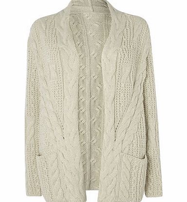 Bhs Womens Oatmeal Cable Cardigan, oatmeal 587776234