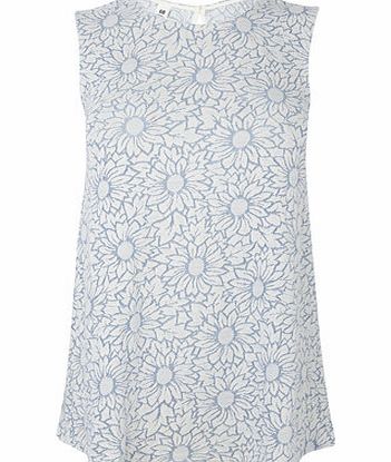 Bhs Womens Pale blue Floral Jaquard Swing Vest, pale