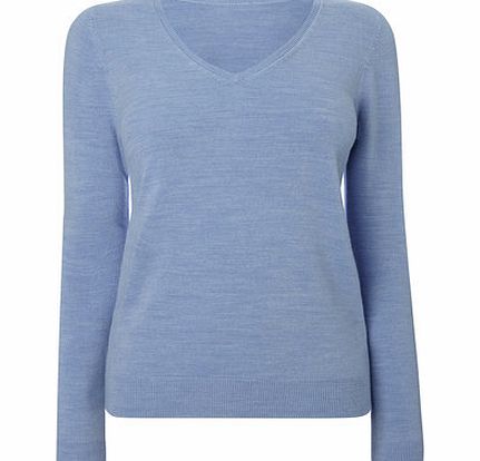 Bhs Womens Pale Blue Supersoft V Neck Jumper, pale