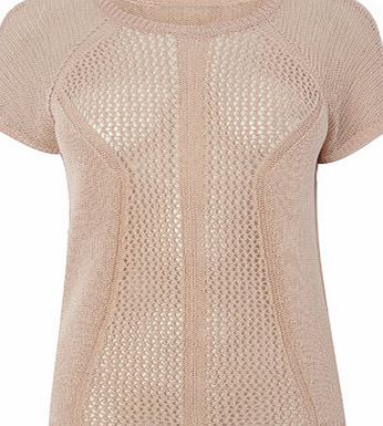 Bhs Womens Pale Pink Short Sleeve Corded Jumper,