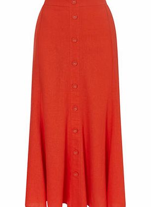 Womens Paprika Linen Maxi Skirt, orange 355444796
