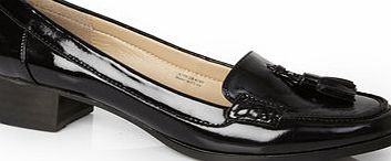 Bhs Womens Patent black Block Heel Moccasin Shoes,