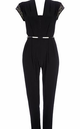 Bhs Womens Petite Black Lace Jumpsuit, black