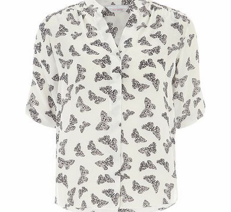 Bhs Womens Petite Butterfly Roll Sleeve Shirt, multi