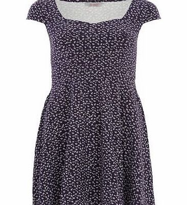 Bhs Womens Petite Ditsy Sweetheart Dress, blue