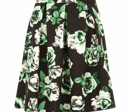 Bhs Womens Petite Floral Scuba Midi Skirt, green