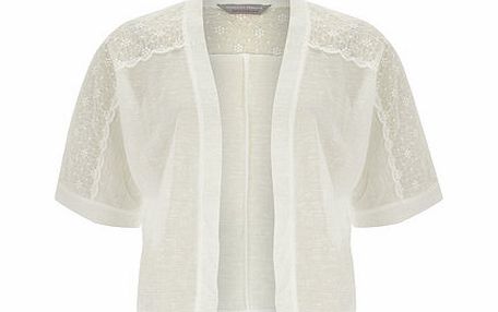 Bhs Womens Petite Lace Insert Kimono, white