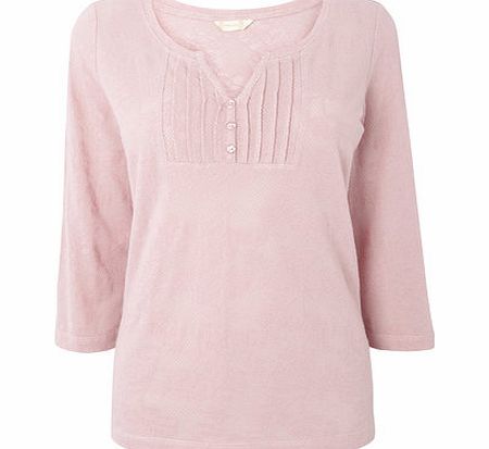 Bhs Womens Pink 3/4 Sleeve Jaquard Top, pink