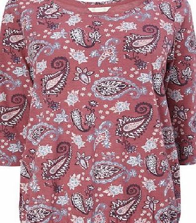 Bhs Womens Pink 3/4 Sleeve Paisley Print Bubble Hem,