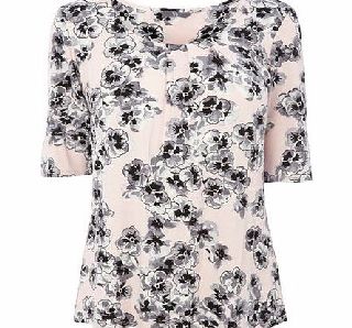 Bhs Womens Pink Pansy Print Half Sleeve Top, pink