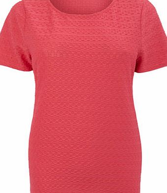 Bhs Womens Pink Short Sleeved Textured Scoop Neck