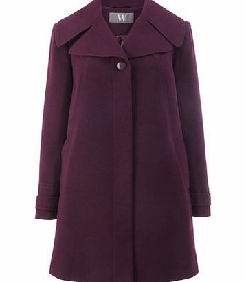 Bhs Womens Plum Collar Swing Coat, plum 8317260964