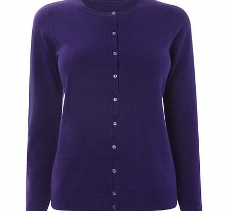 Bhs Womens Purple Supersoft Crew Cardigan, purple