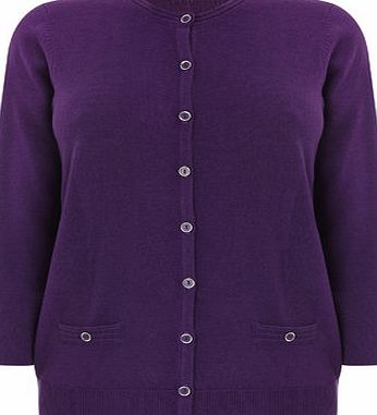 Bhs Womens Purple Supersoft Round Neck Cardigan,