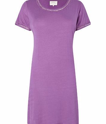 Bhs Womens Purple Viscose Lace Trim Sleep T, purple