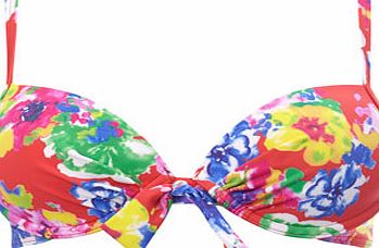Bhs Womens Red Floral Print Underwired Bikini Top,