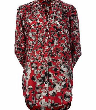 Bhs Womens Reds Floral Longline Shirt, reds 8616386933