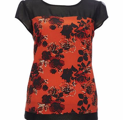 Bhs Womens Rose Chiffon Layer Top, orange 12031804796