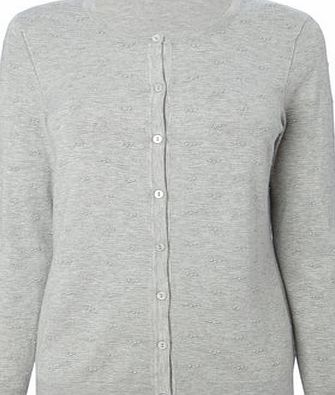 Bhs Womens RTS Grey Dobby Fine Gauge Cardigan, grey