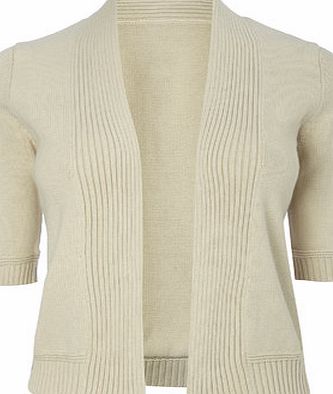 Bhs Womens Sand Cotton Rib Detail Cardigan, natural