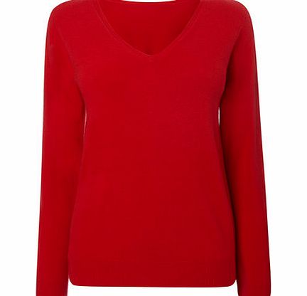 Bhs Womens Scarlet Supersoft V Neck Jumper, scarlet