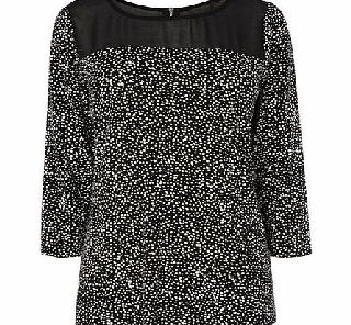 Bhs Womens Spotty Print Chiffon Yoke Top, black spot