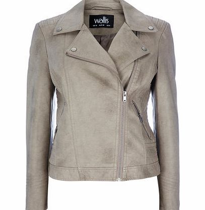 Bhs Womens Stone Asymetrical Biker Jacket, stone