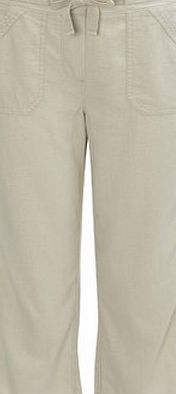 Bhs Womens Stone Linen Blend Crop Trousers, New