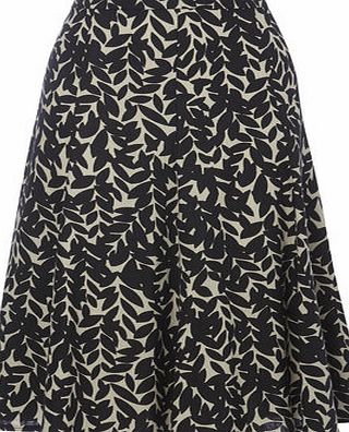Bhs Womens Stone Linen Leaf Printed Midi Skirt,