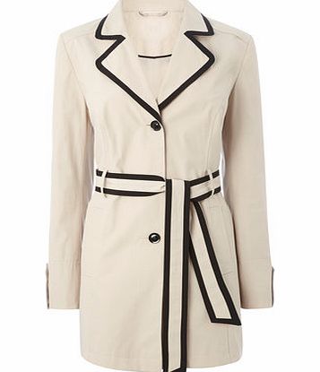 Bhs Womens Stone SB Tipped Belted Mac, stone