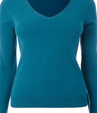 Bhs Womens Teal Supersoft V Neck Jumper, teal