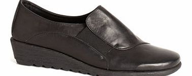 Bhs Womens TLC Black Leather Scratched Wedge Elastic