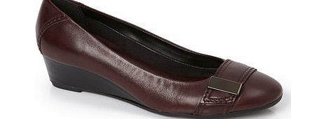 Bhs Womens TLC Burgundy Leather Demi Wedge Shoes,