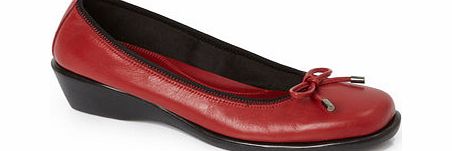 Womens TLC Red Leather Bow Flexi Pump Shoe, red