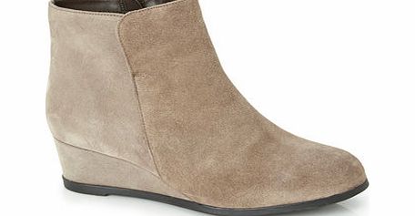 Womens TLC Taupe Wide Fit Wedge Boot, taupe