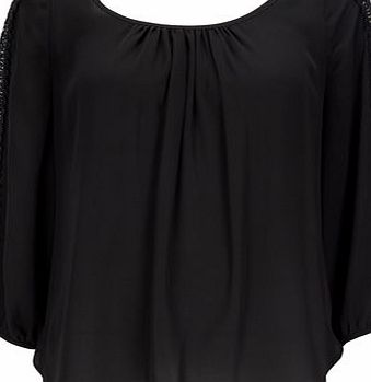 Bhs Womens Wallis Black Tiger Crochet Sleeve, black