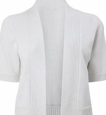Bhs Womens White Cotton Rib Detail Cardigan, white