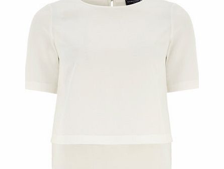 Bhs Womens White Crepe Chiffon Tee, white 19123590306