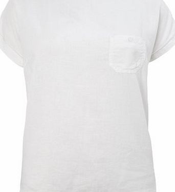 Bhs Womens White Linen Blend Tee, white 3391800001