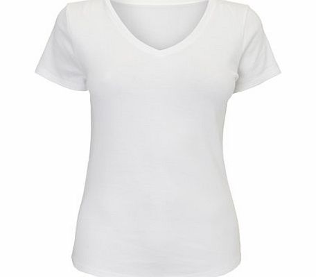 Bhs Womens White Short Sleeve V Neck Top, white