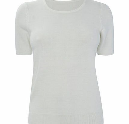 Bhs Womens White Supersoft Short Sleeve Crew Jumper,