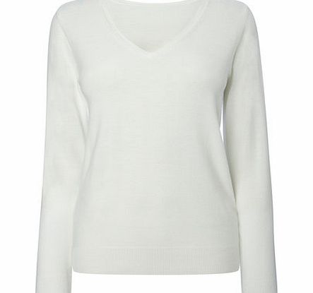 Bhs Womens White Supersoft V Neck Jumper, white